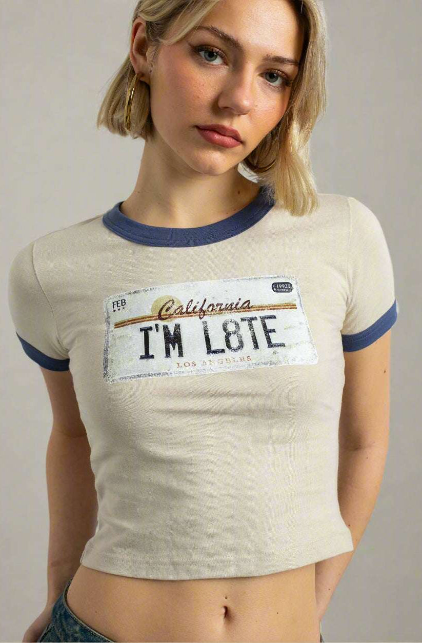 Daisy Street California Licence Plate Ringer Tee T-Shirt by Daisy Street as seen on celebrities