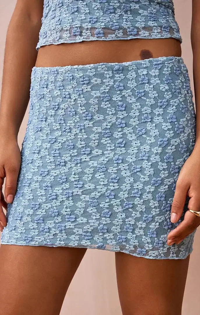 Daisy Street Bubble Floral Lace Mini Skirt Mini Skirt by Daisy Street as seen on celebrities