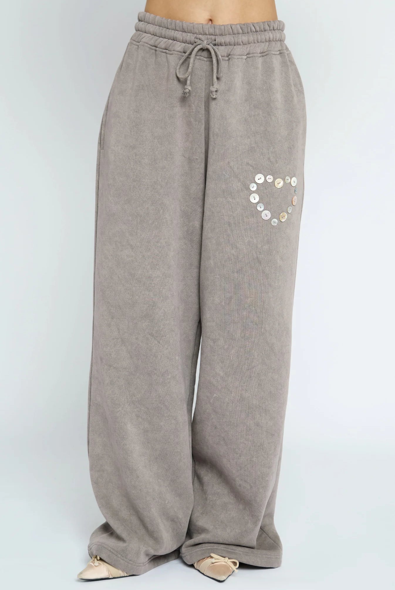 Shop Daisy Street Button Heart Grey Jogger Online