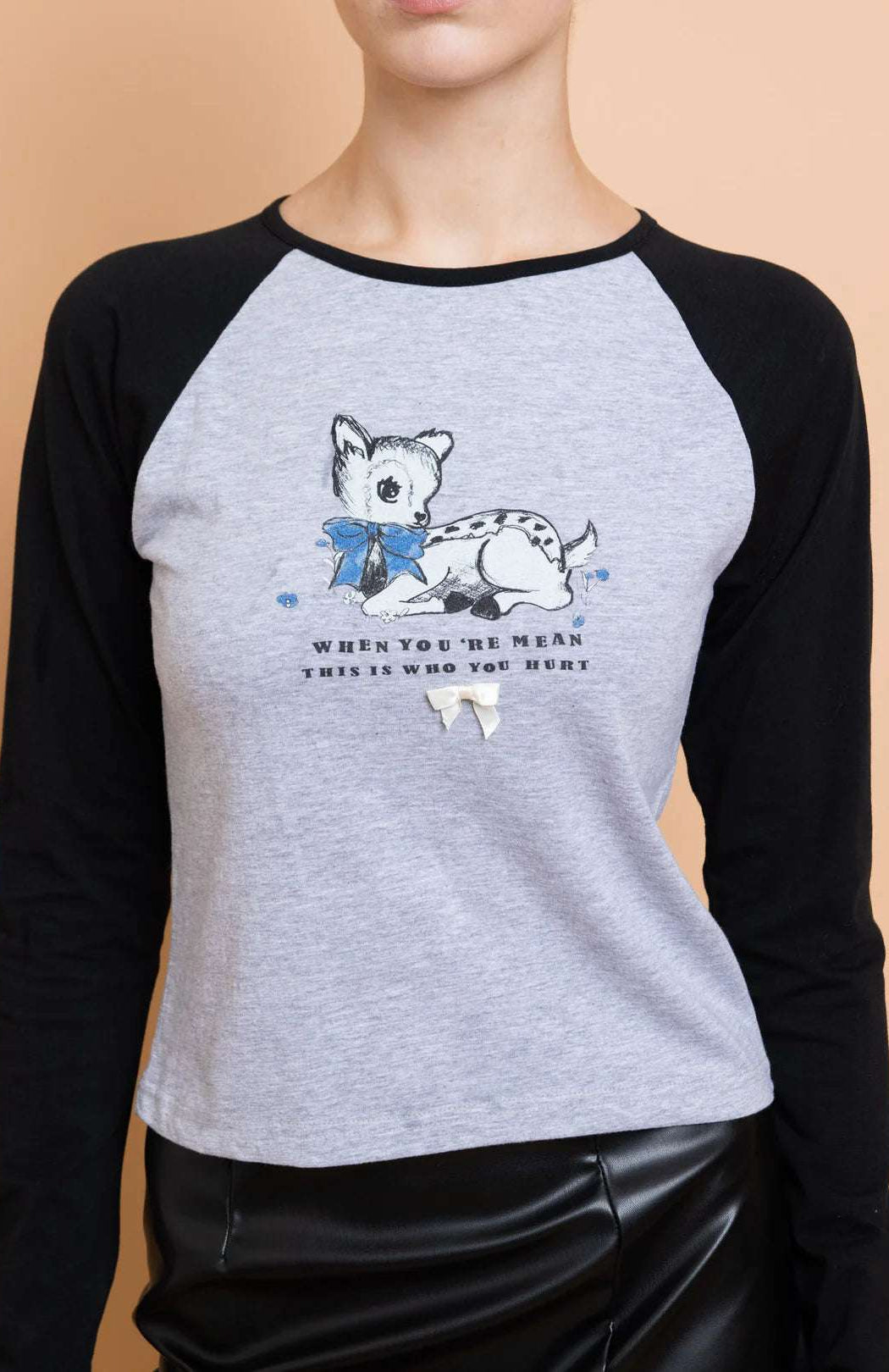 Daisy Street Deer Contrast Raglan Sleeve Tee T-Shirts by Daisy Street as seen on celebrities