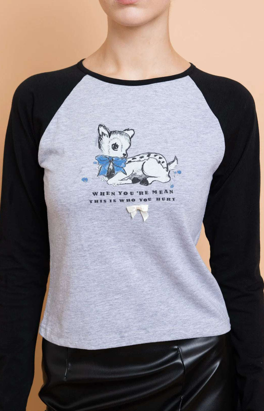 Daisy Street Deer Contrast Raglan Sleeve Tee T-Shirts by Daisy Street as seen on celebrities