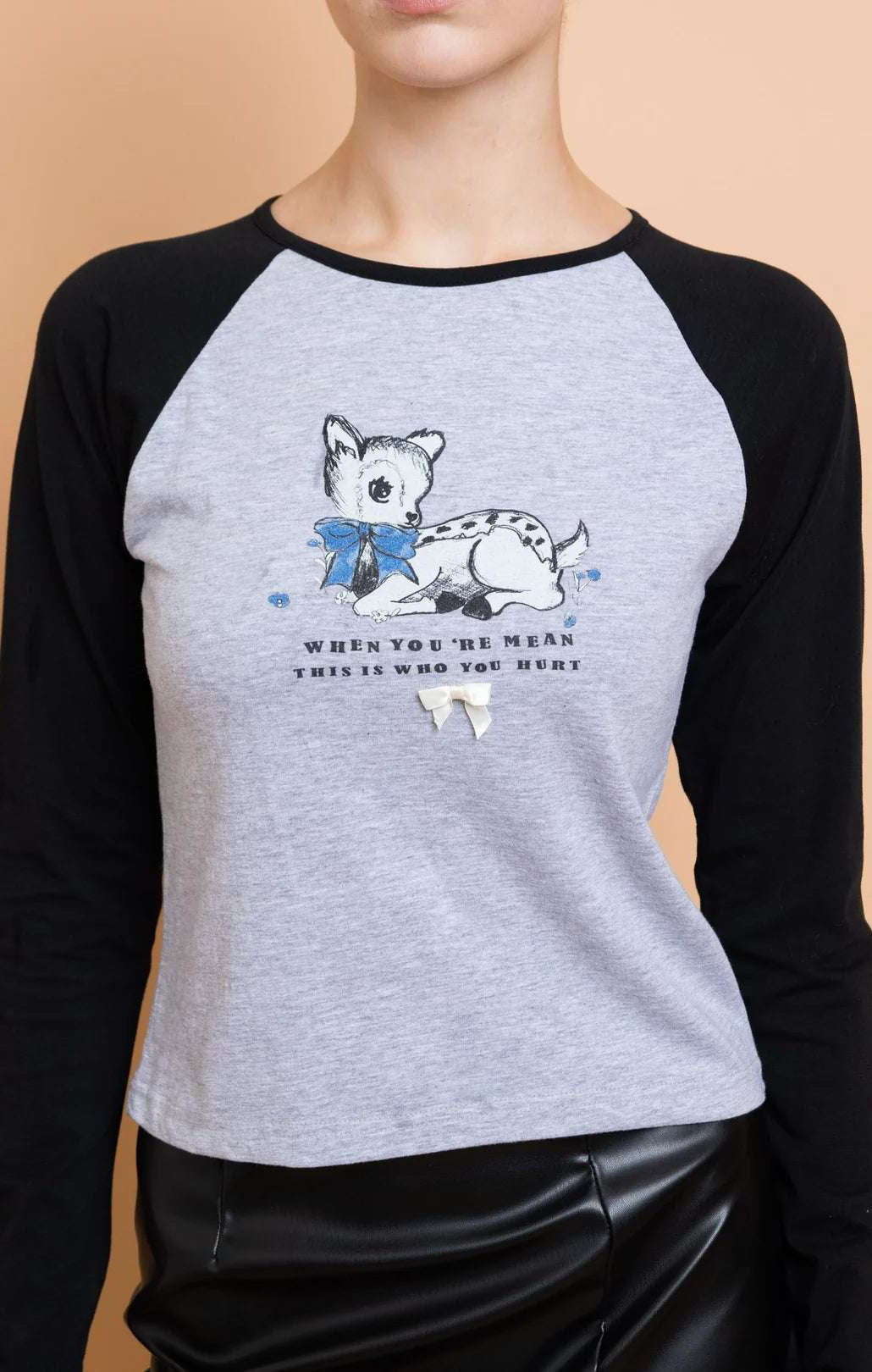 Daisy Street Deer Contrast Raglan Sleeve Tee T-Shirts by Daisy Street as seen on celebrities