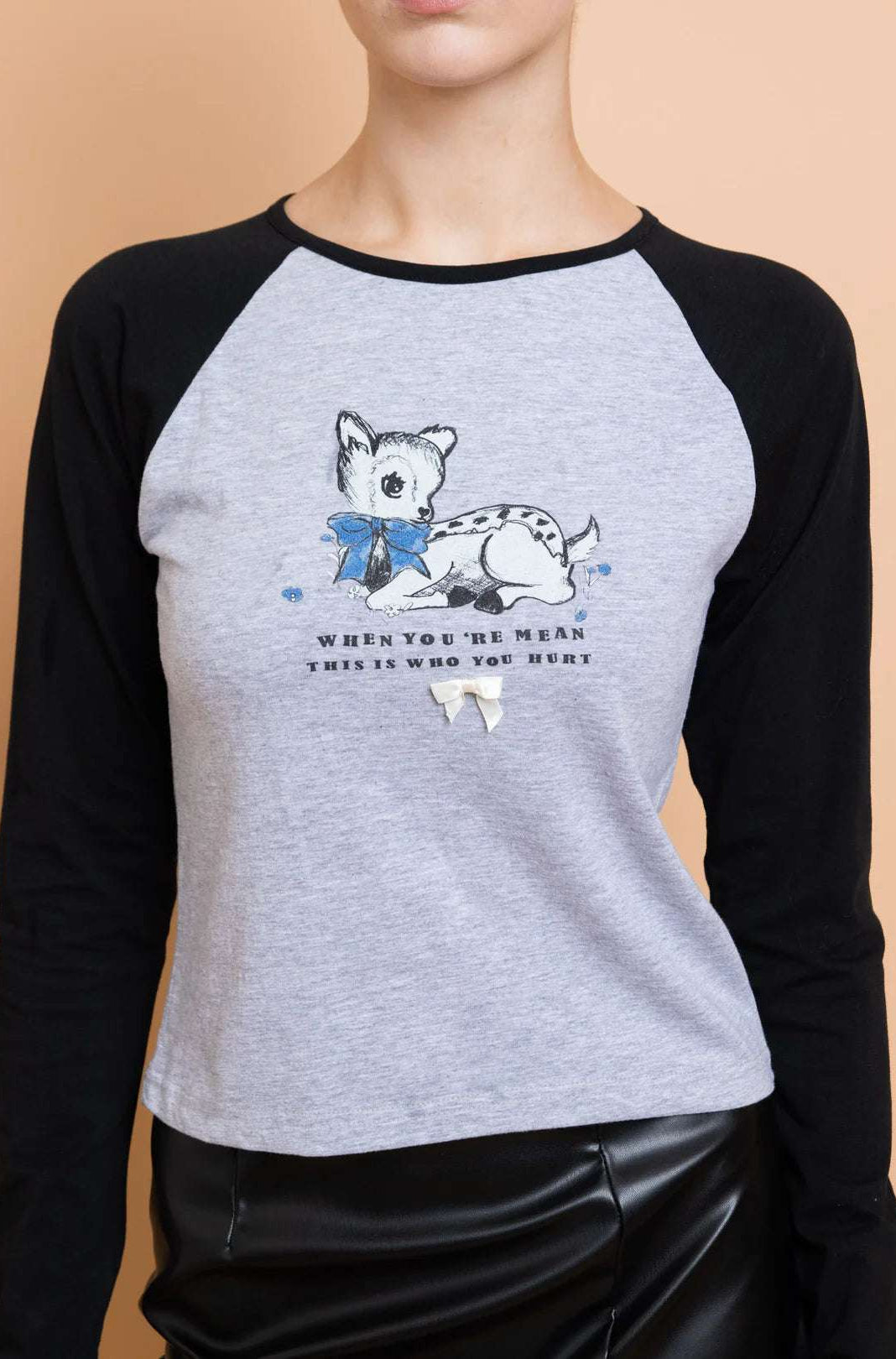 Daisy Street Deer Contrast Raglan Sleeve Tee T-Shirts by Daisy Street as seen on celebrities