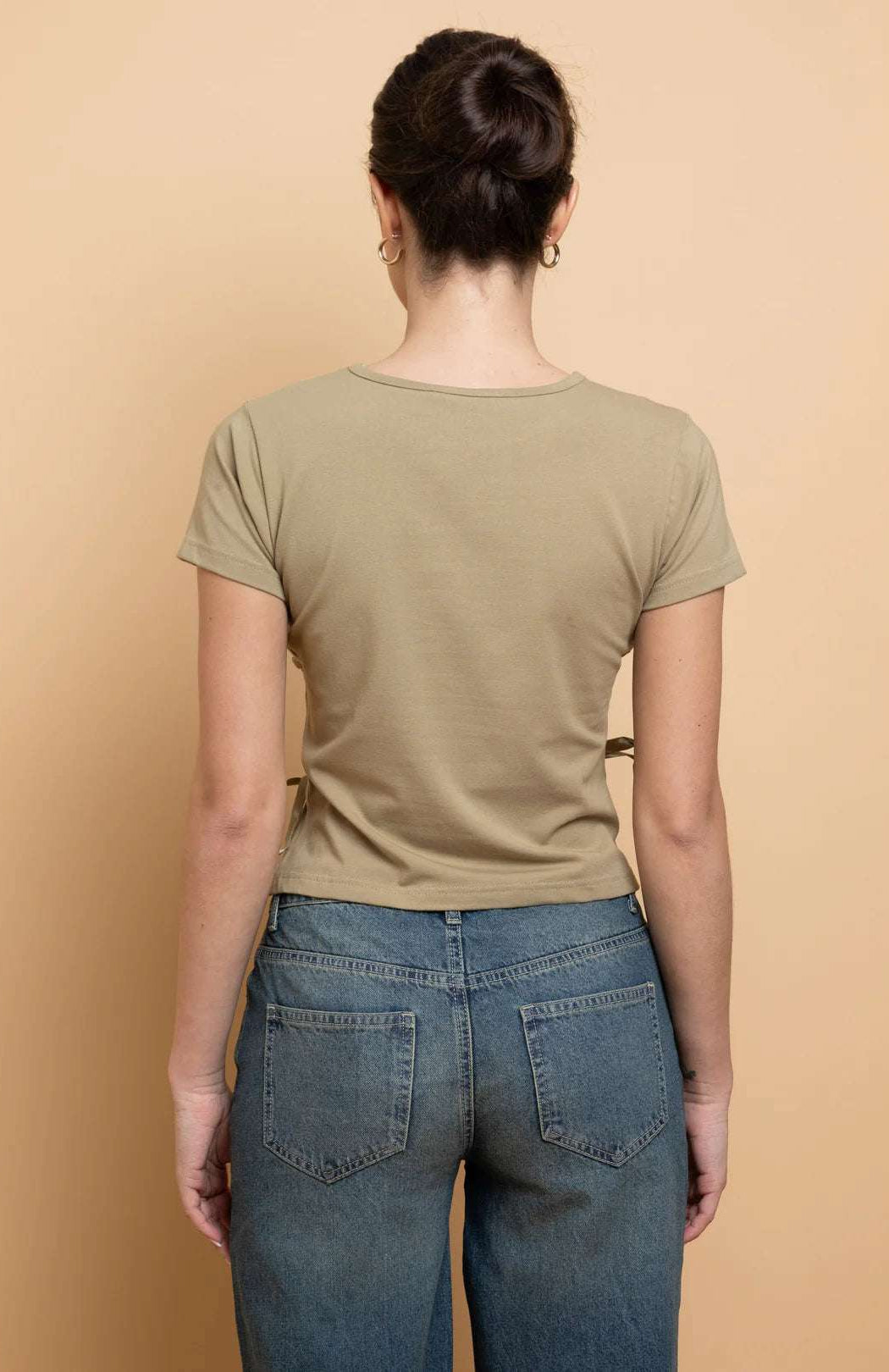 Daisy Street Lace Up Detail Baby Tee T-Shirts by Daisy Street as seen on celebrities