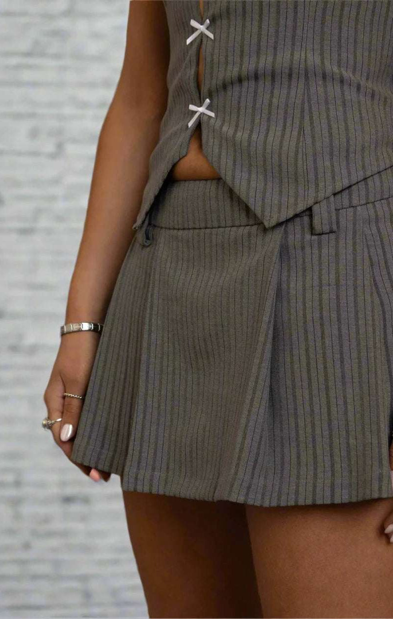 Daisy Street Mini Striped Pleated Skirt Mini Skirt by Daisy Street as seen on celebrities