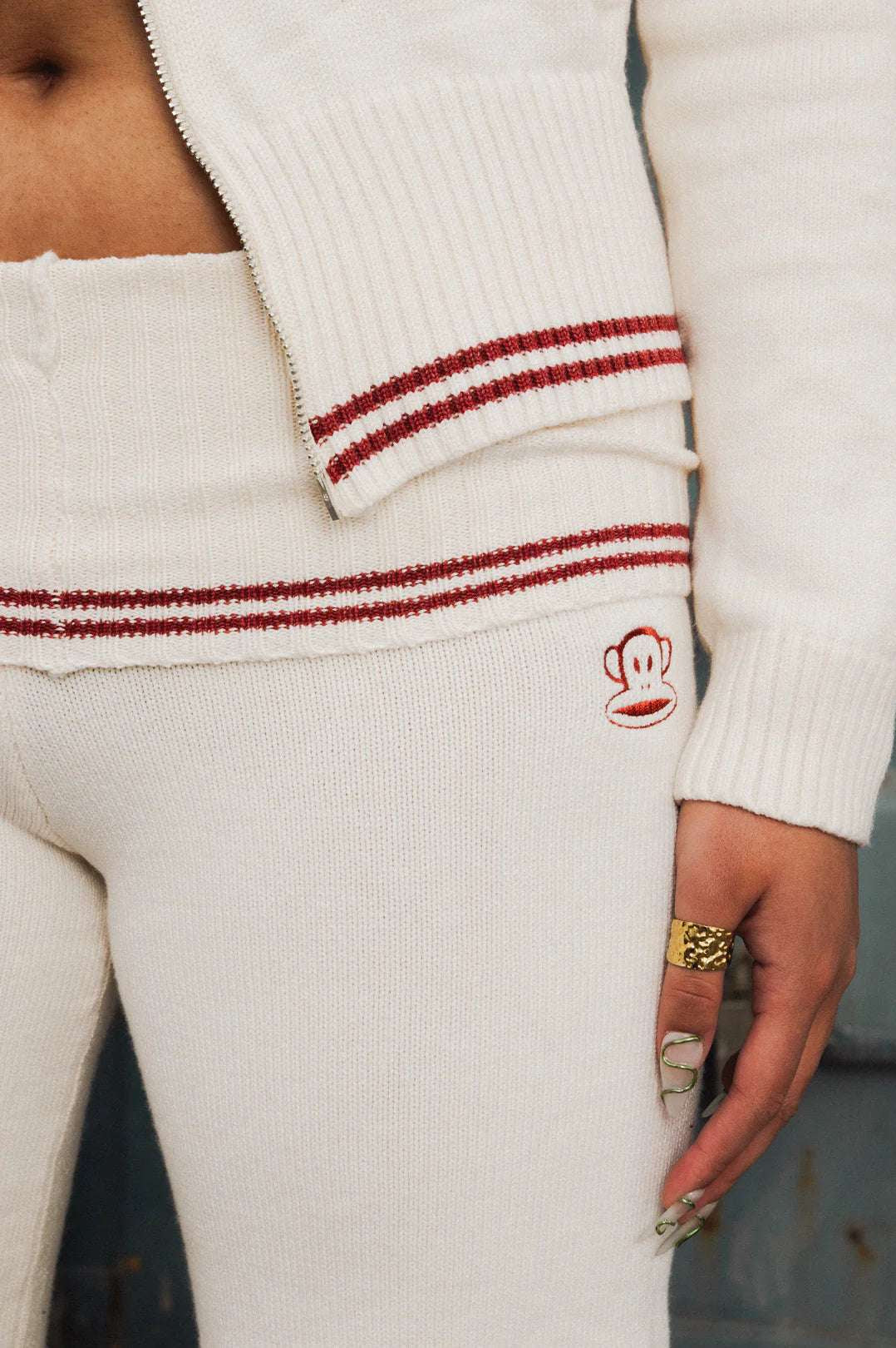 Daisy Street x Paul Frank Fold Over Flared Knit Trousers Sweatpants by Daisy Street as seen on celebrities