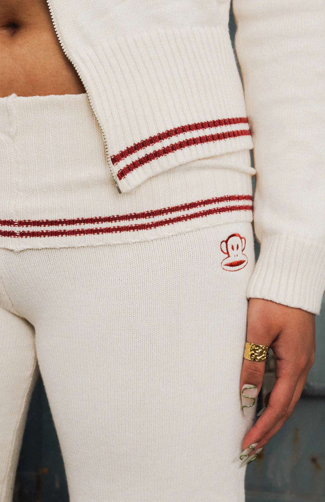 Daisy Street x Paul Frank Fold Over Flared Knit Trousers Sweatpants by Daisy Street as seen on celebrities