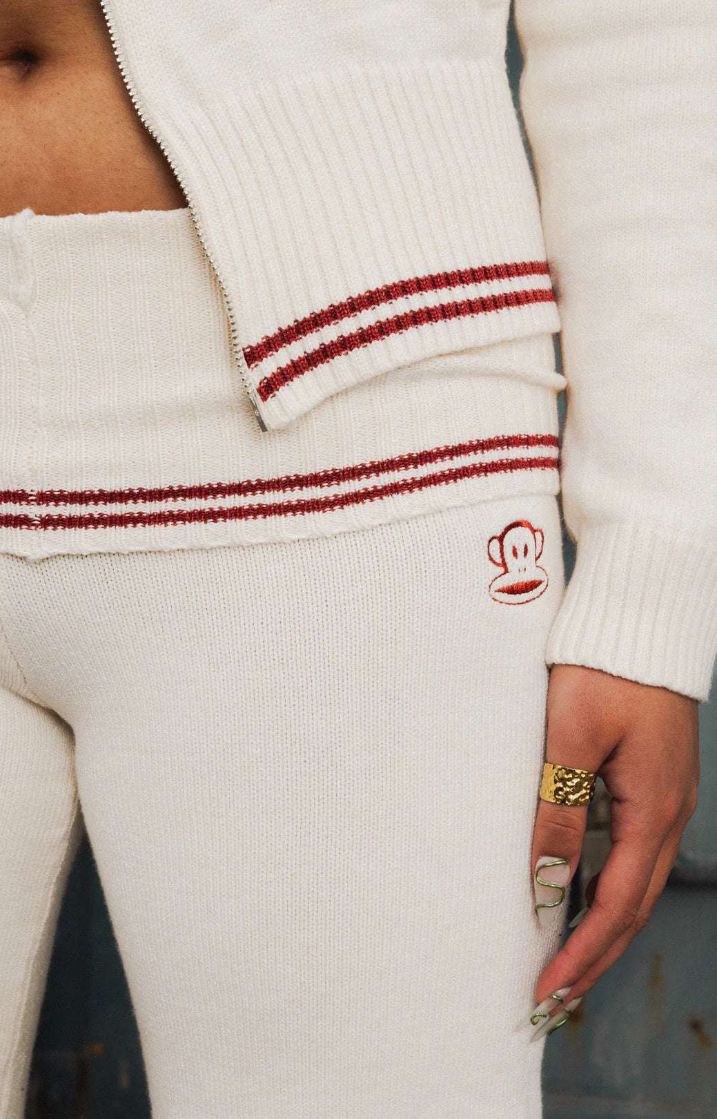 Daisy Street x Paul Frank Fold Over Flared Knit Trousers Sweatpants by Daisy Street as seen on celebrities