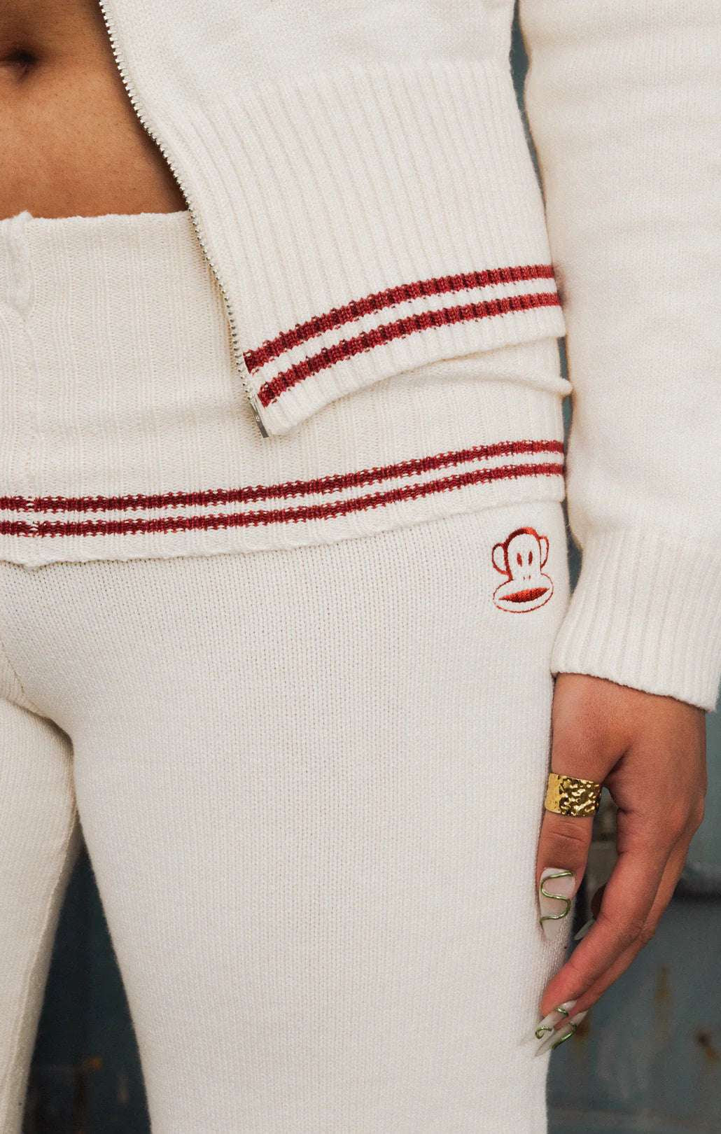 Daisy Street x Paul Frank Fold Over Flared Knit Trousers Sweatpants by Daisy Street as seen on celebrities