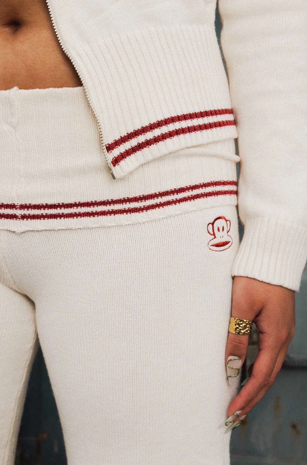 Daisy Street x Paul Frank Fold Over Flared Knit Trousers Sweatpants by Daisy Street as seen on celebrities