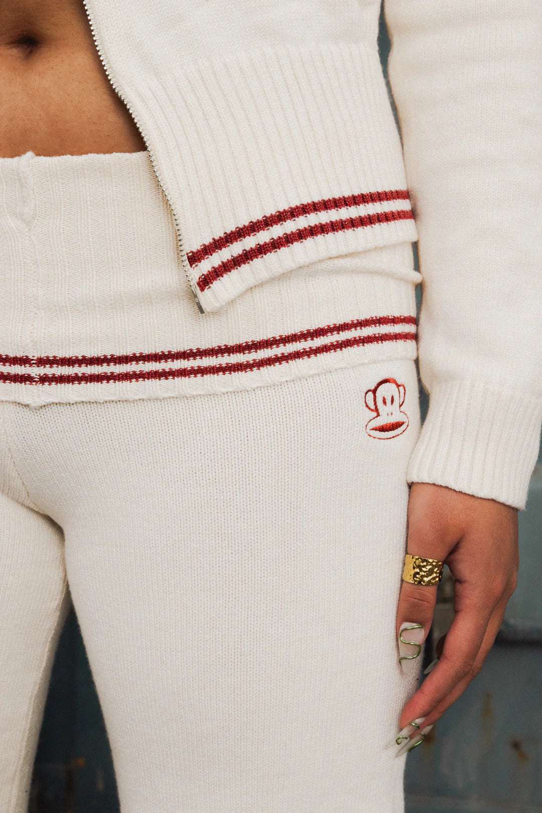 Daisy Street x Paul Frank Fold Over Flared Knit Trousers Sweatpants by Daisy Street as seen on celebrities