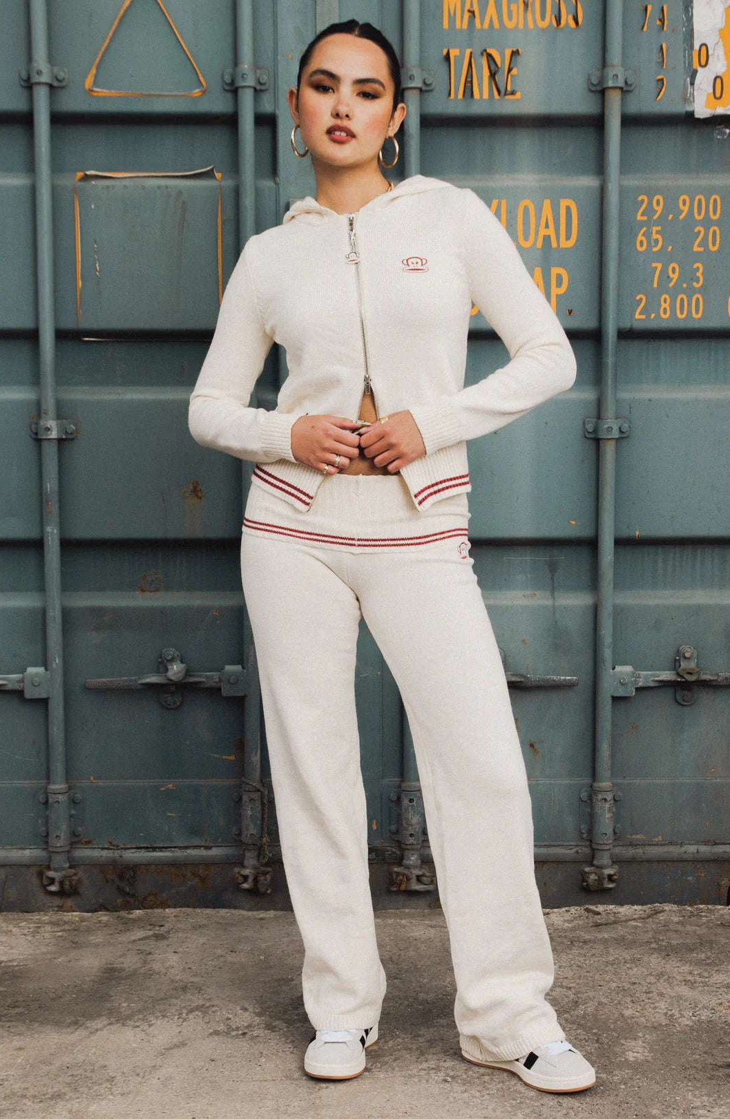 Daisy Street x Paul Frank Fold Over Flared Knit Trousers Sweatpants by Daisy Street as seen on celebrities