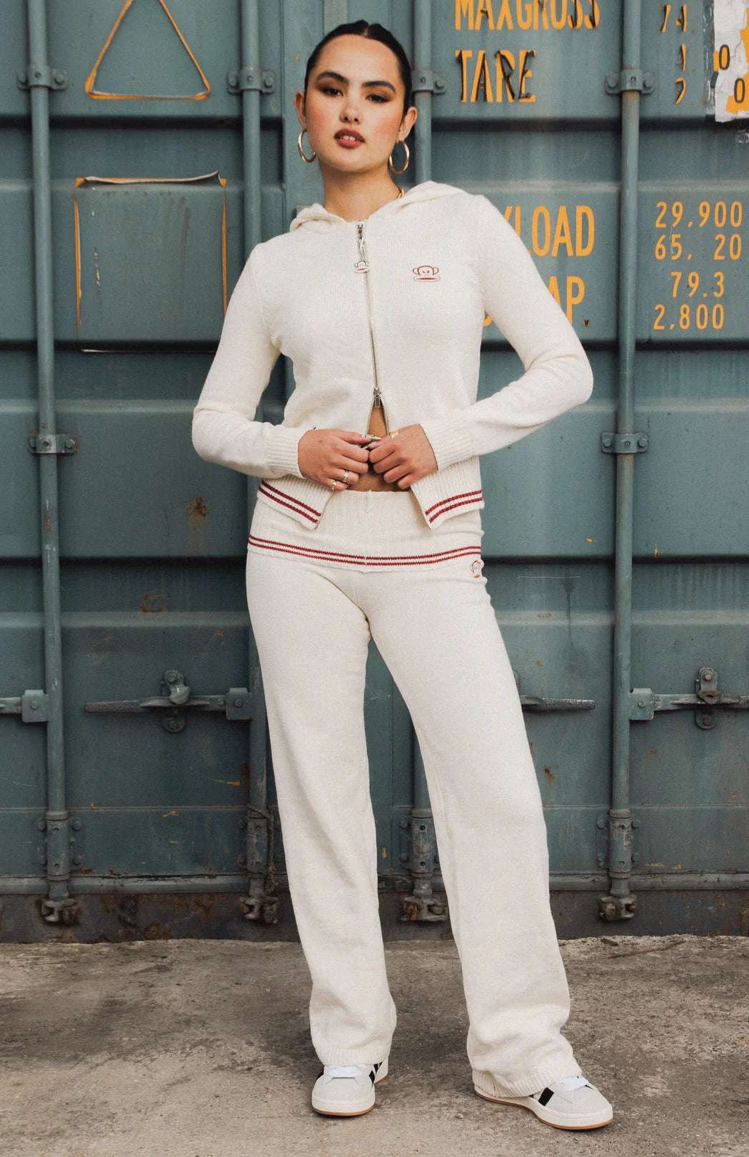 Daisy Street x Paul Frank Fold Over Flared Knit Trousers Sweatpants by Daisy Street as seen on celebrities