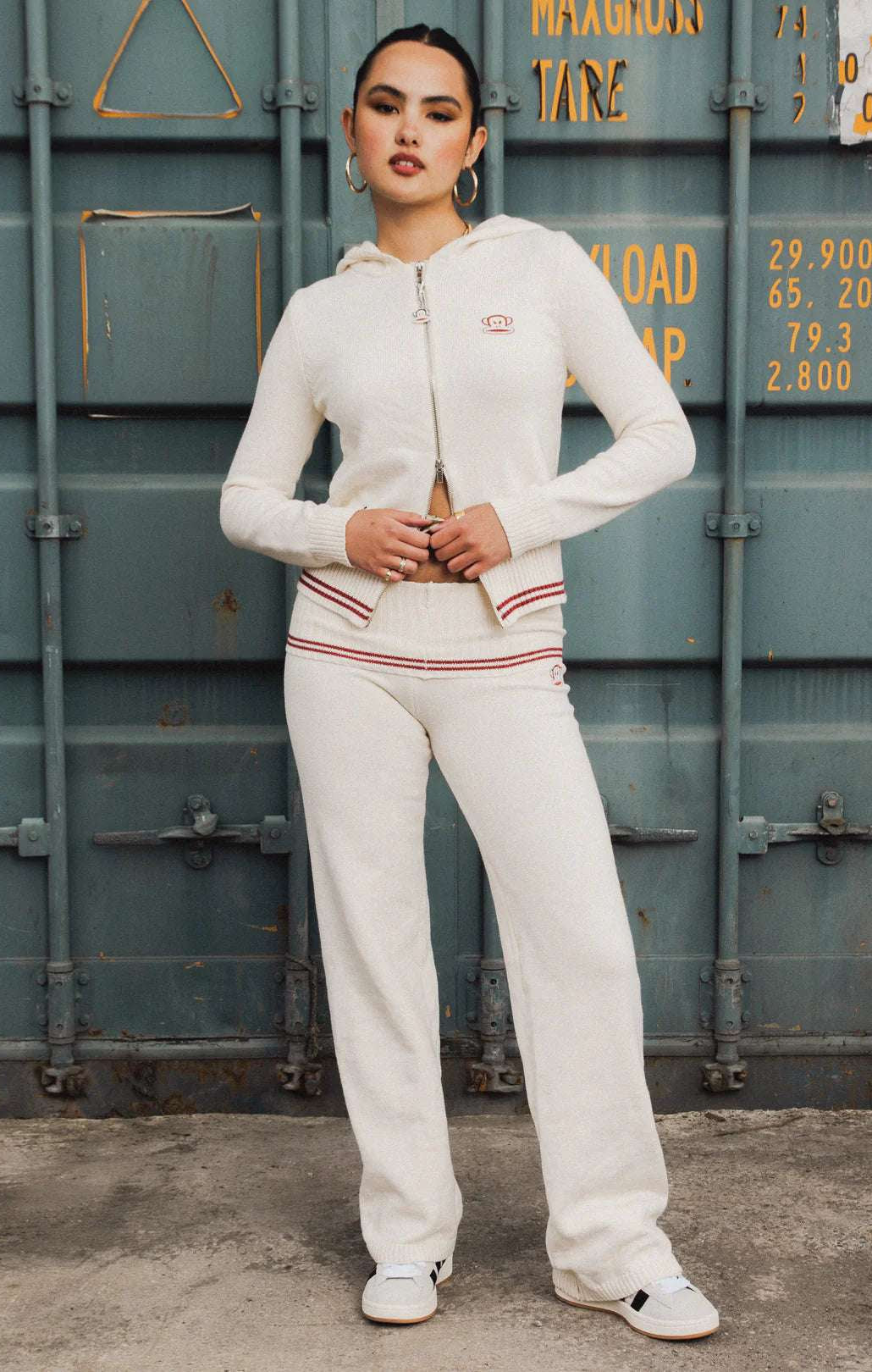 Daisy Street x Paul Frank Fold Over Flared Knit Trousers Sweatpants by Daisy Street as seen on celebrities