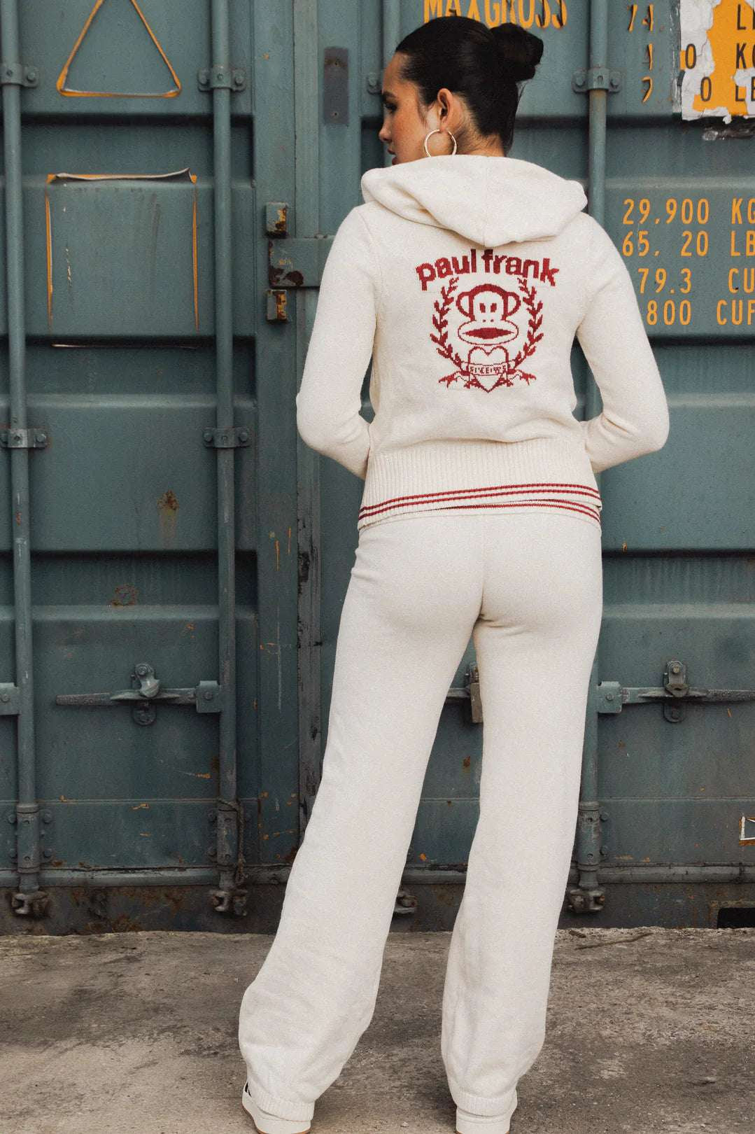 Daisy Street x Paul Frank Fold Over Flared Knit Trousers Sweatpants by Daisy Street as seen on celebrities