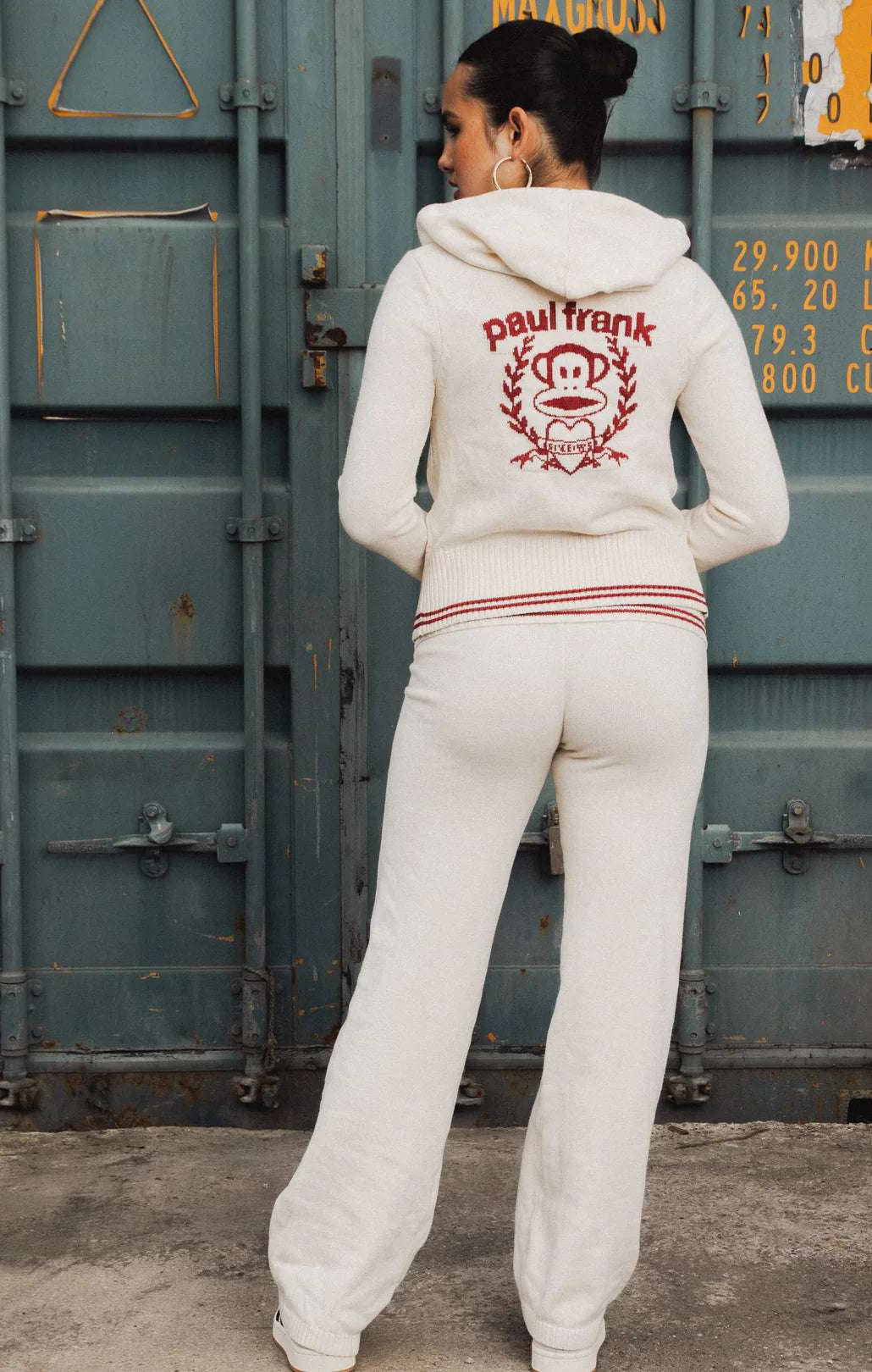 Daisy Street x Paul Frank Fold Over Flared Knit Trousers Sweatpants by Daisy Street as seen on celebrities