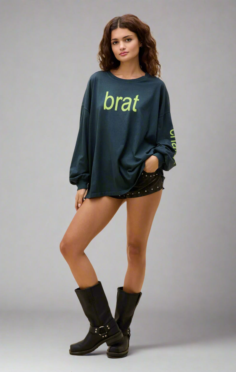 Daydreamer LA CHARLI XCX Brat Long Sleeve Tee T-Shirt by Daydreamer LA as seen on celebrities