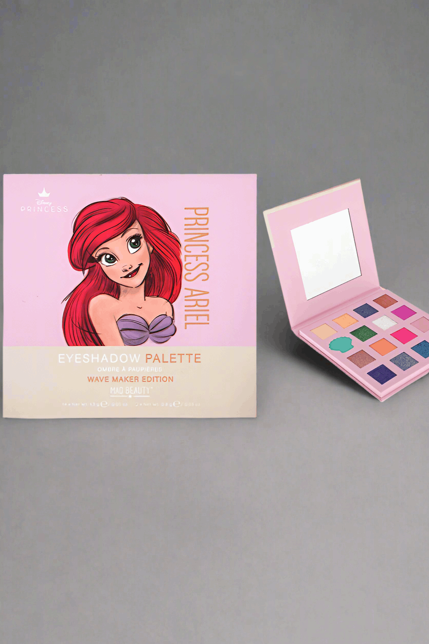 Makeup palette with Princess Ariel design on a white background