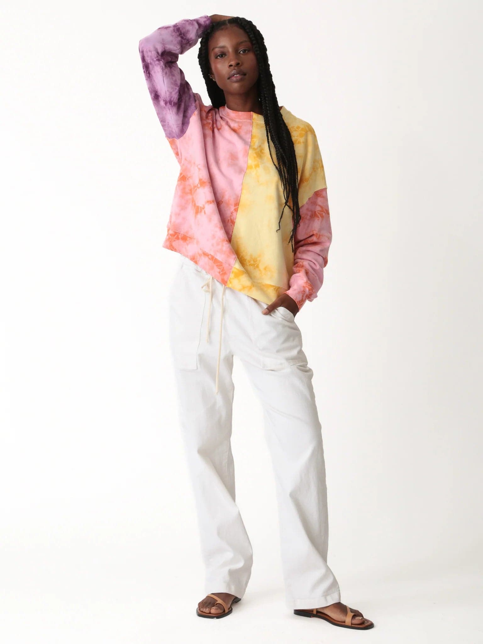 Electric and Rose Bhodi Patchwork Sweater Long Sleeved Top by Electric and Rose as seen on celebrities