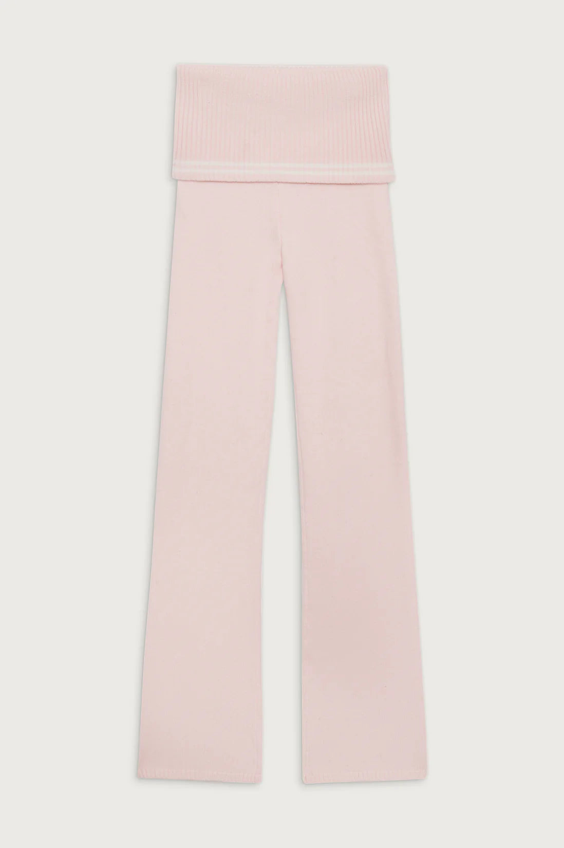 Frankies Bikinis Aimee Cloud Knit Flare Pant in Rosebud Pink Trousers by Frankies Bikinis as seen on celebrities