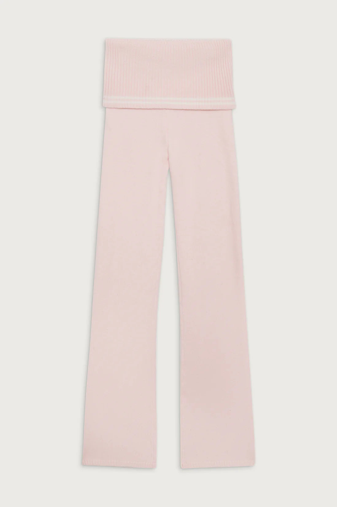 Frankies Bikinis Aimee Cloud Knit Flare Pant in Rosebud Pink Trousers by Frankies Bikinis as seen on celebrities