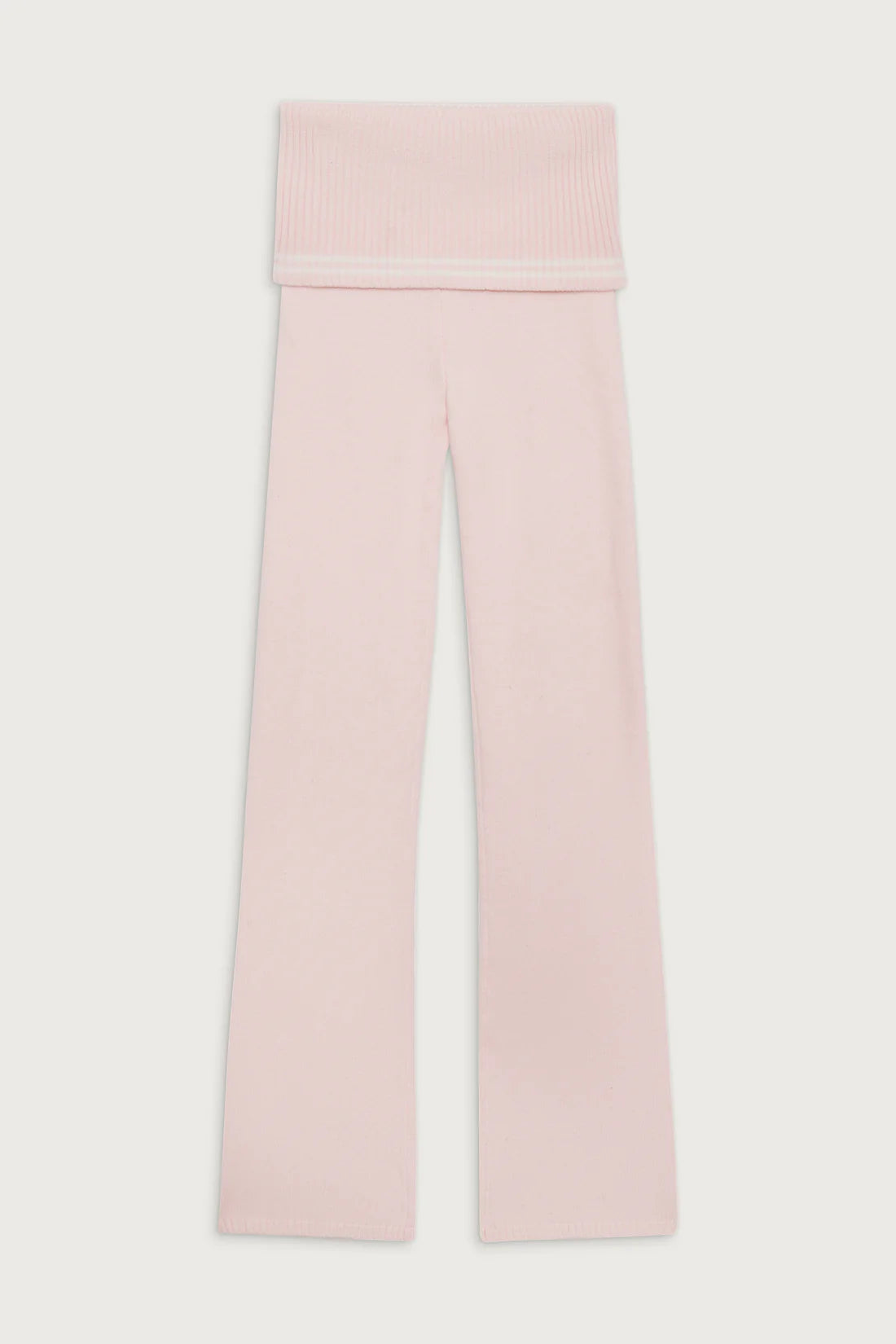 Frankies Bikinis Aimee Cloud Knit Flare Pant in Rosebud Pink Trousers by Frankies Bikinis as seen on celebrities