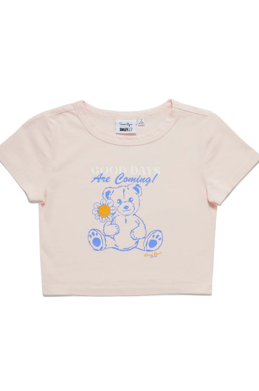 Samii Ryan x Smileyworld® Good Days Baby Tee T-Shirt by Samii Ryan as seen on celebrities