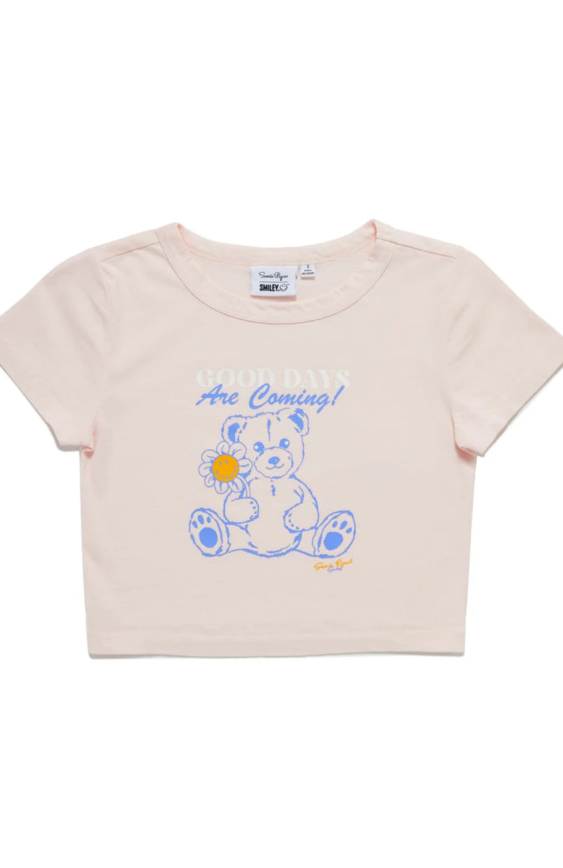Samii Ryan x Smileyworld® Good Days Baby Tee T-Shirt by Samii Ryan as seen on celebrities
