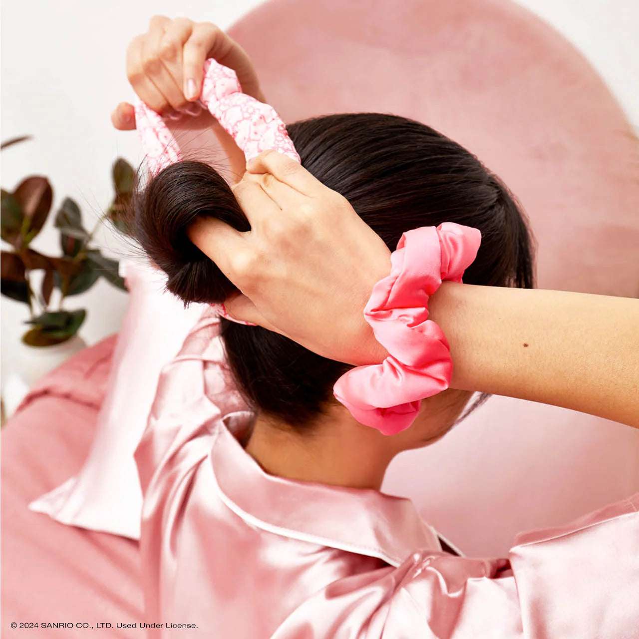 Hello Kitty x Kitsch Recycled Fabric Puffy Scrunchies 3pc Set Hair Band by Kitsch as seen on celebrities