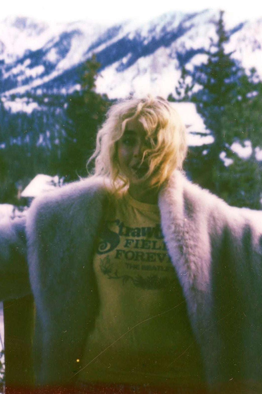 Junk Food Strawberry Fields The Beatles T-Shirt as seen on Sabrina Carpenter T-Shirt by Junk Food as seen on celebrities