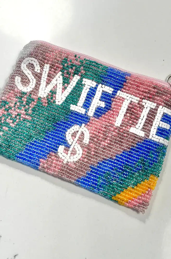 Tiana Designs Hand Beaded Rainbow SWIFTIE Coin Purse