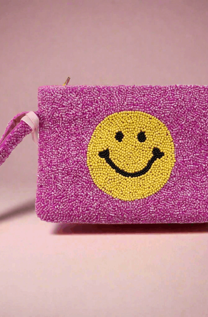 Tiana Designs Hand Beaded Smiley Coin Purse Wristlet Handbag by Tiana New York as seen on celebrities