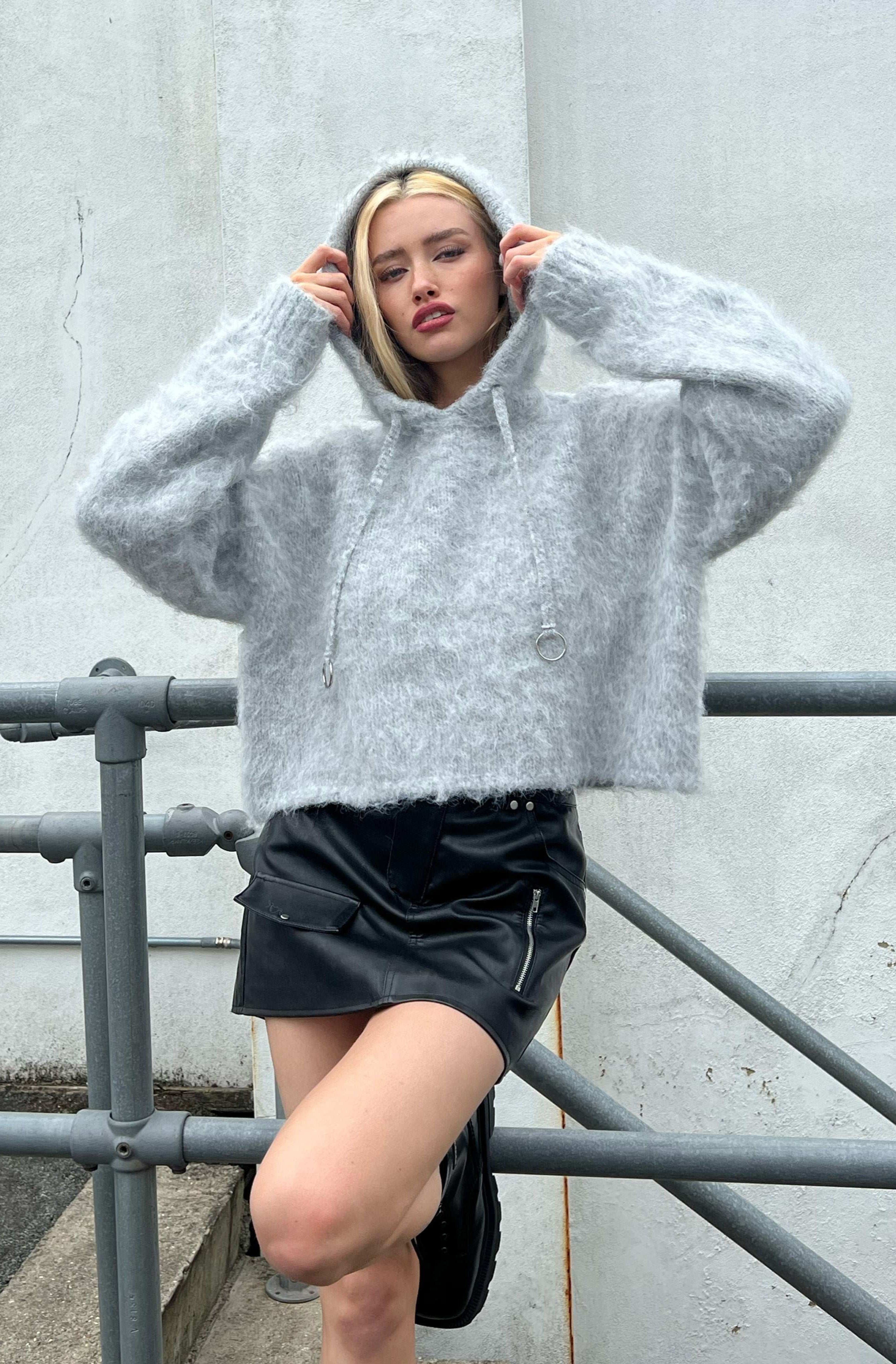 The Ragged Priest Arctic Fluffy Knit Hoodie Hoodie by The Ragged Priest as seen on celebrities