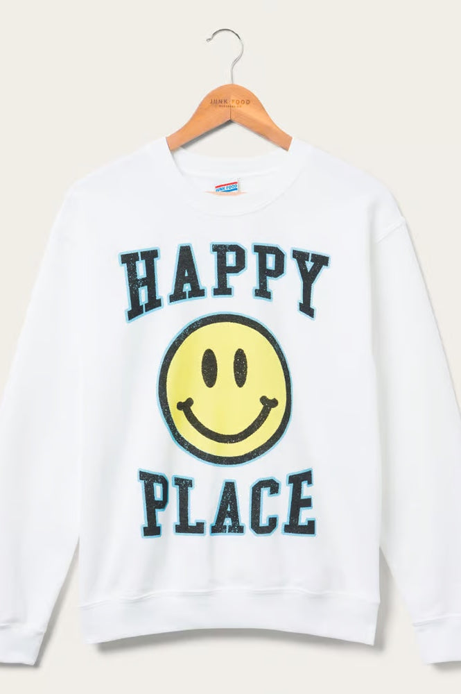 Junk Food Womens Happy Place Flea Market Fleece Sweater T-Shirt by Junk Food as seen on celebrities