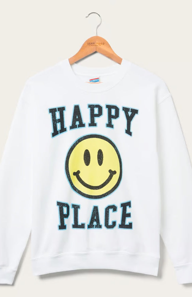 Junk Food Womens Happy Place Flea Market Fleece Sweater T-Shirt by Junk Food as seen on celebrities