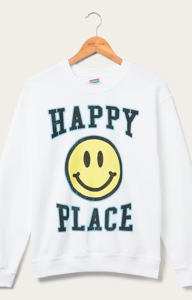Junk Food Womens Happy Place Flea Market Fleece Sweater T-Shirt by Junk Food as seen on celebrities