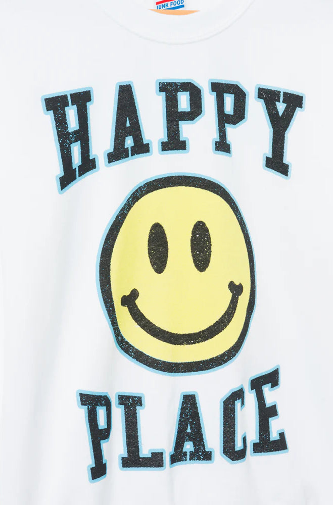 Junk Food Womens Happy Place Flea Market Fleece Sweater T-Shirt by Junk Food as seen on celebrities