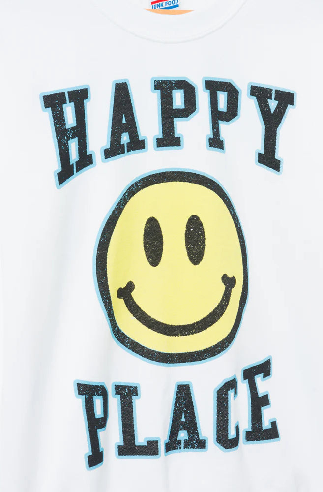 Junk Food Womens Happy Place Flea Market Fleece Sweater T-Shirt by Junk Food as seen on celebrities