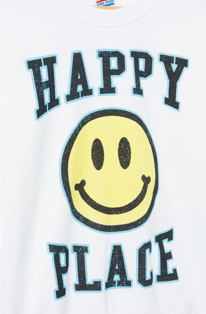 Junk Food Womens Happy Place Flea Market Fleece Sweater T-Shirt by Junk Food as seen on celebrities