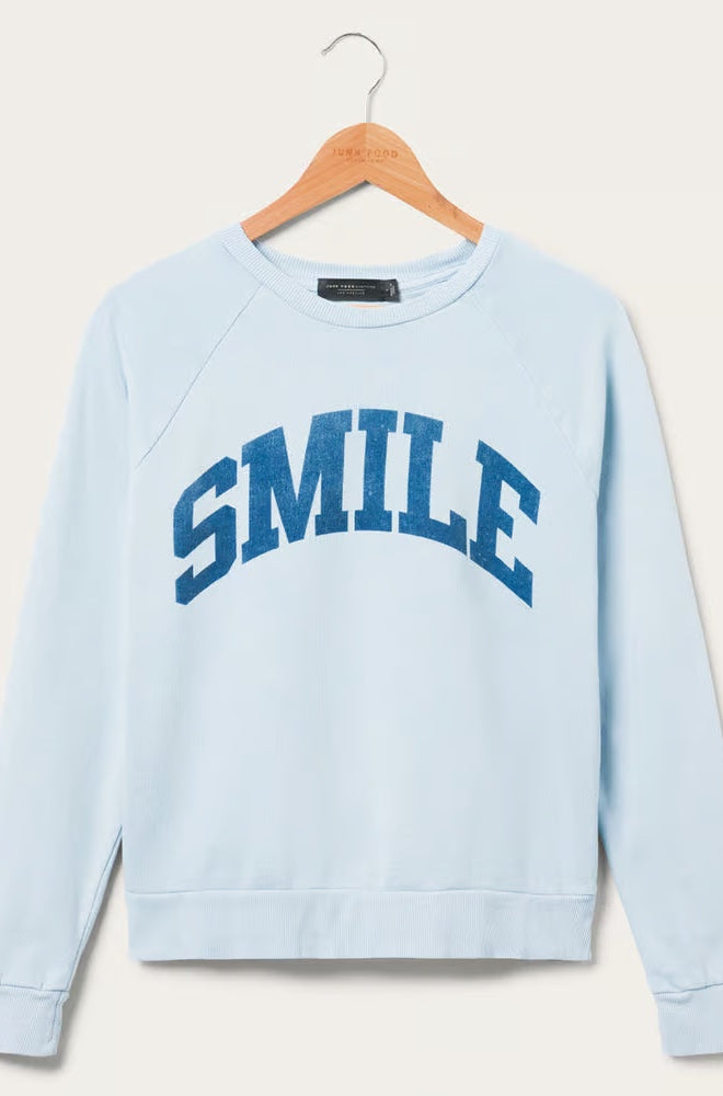 Junk Food Womens Smile Vintage Raglan Pullover T-Shirt by Junk Food as seen on celebrities