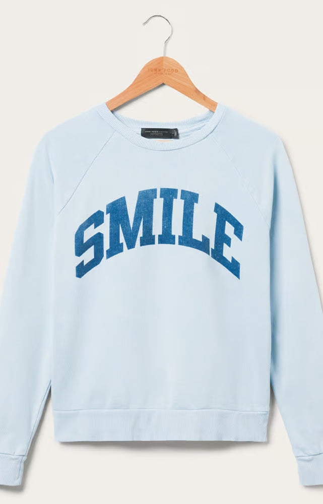 Junk Food Womens Smile Vintage Raglan Pullover T-Shirt by Junk Food as seen on celebrities