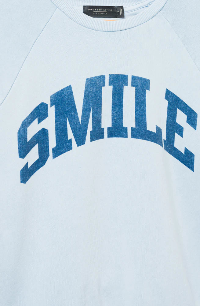 Junk Food Womens Smile Vintage Raglan Pullover T-Shirt by Junk Food as seen on celebrities