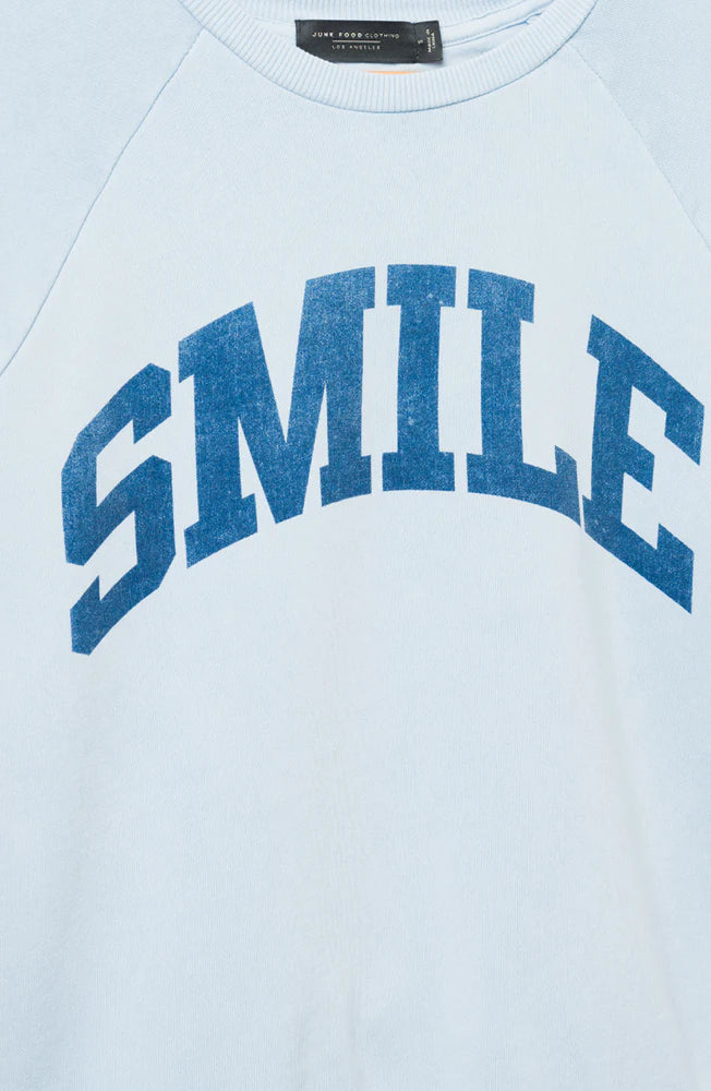 Junk Food Womens Smile Vintage Raglan Pullover T-Shirt by Junk Food as seen on celebrities