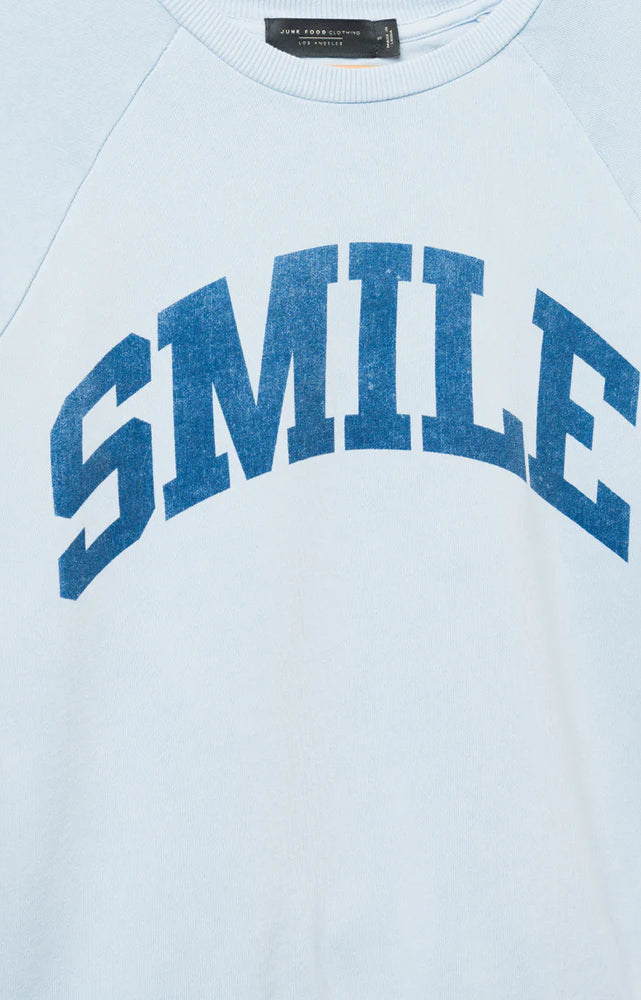 Junk Food Womens Smile Vintage Raglan Pullover T-Shirt by Junk Food as seen on celebrities