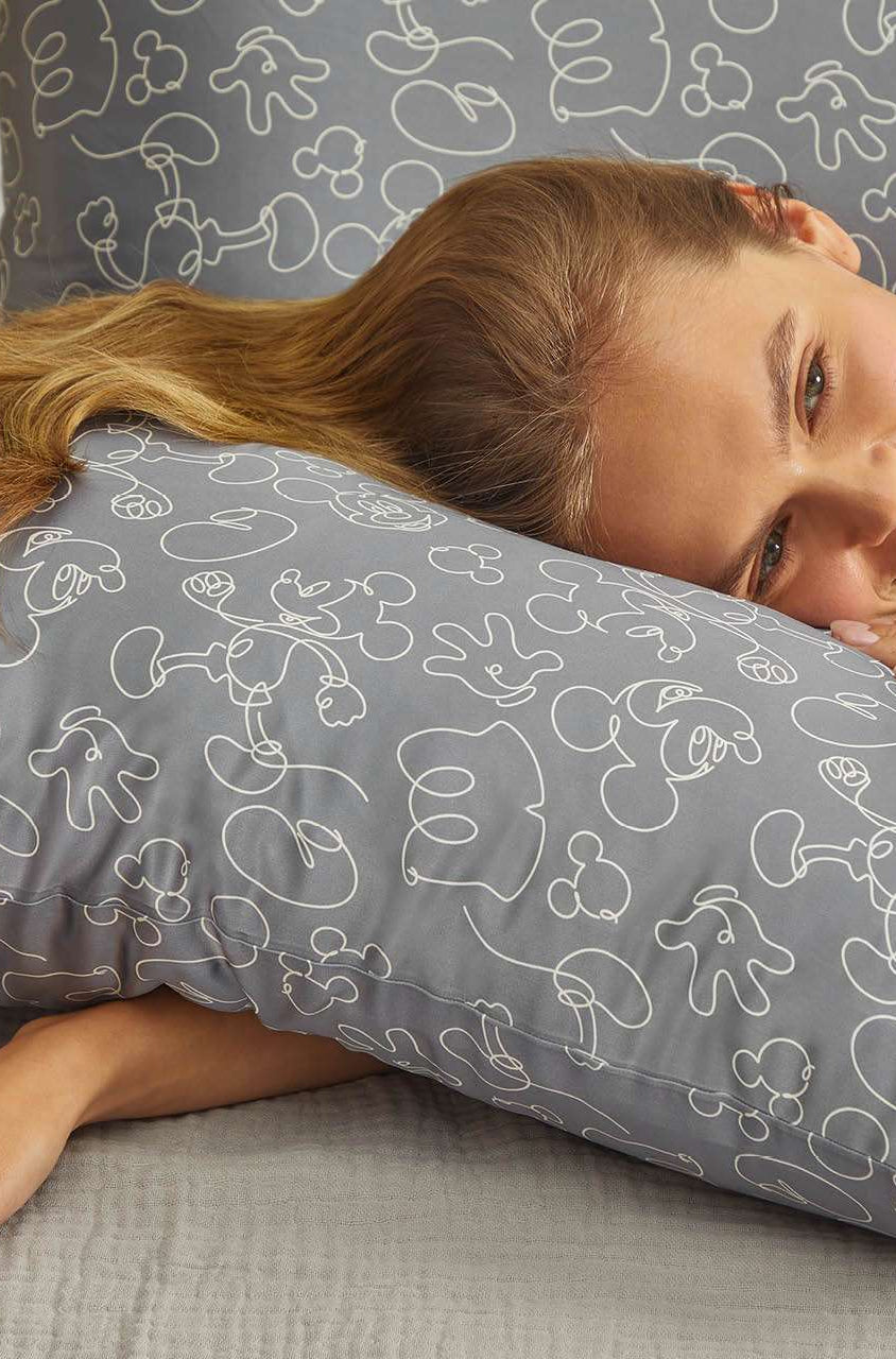Kitsch & Mickey and Minnie Satin Pillowcase Standard Mickey Magic - Charcoal Pillow by Kitsch as seen on celebrities