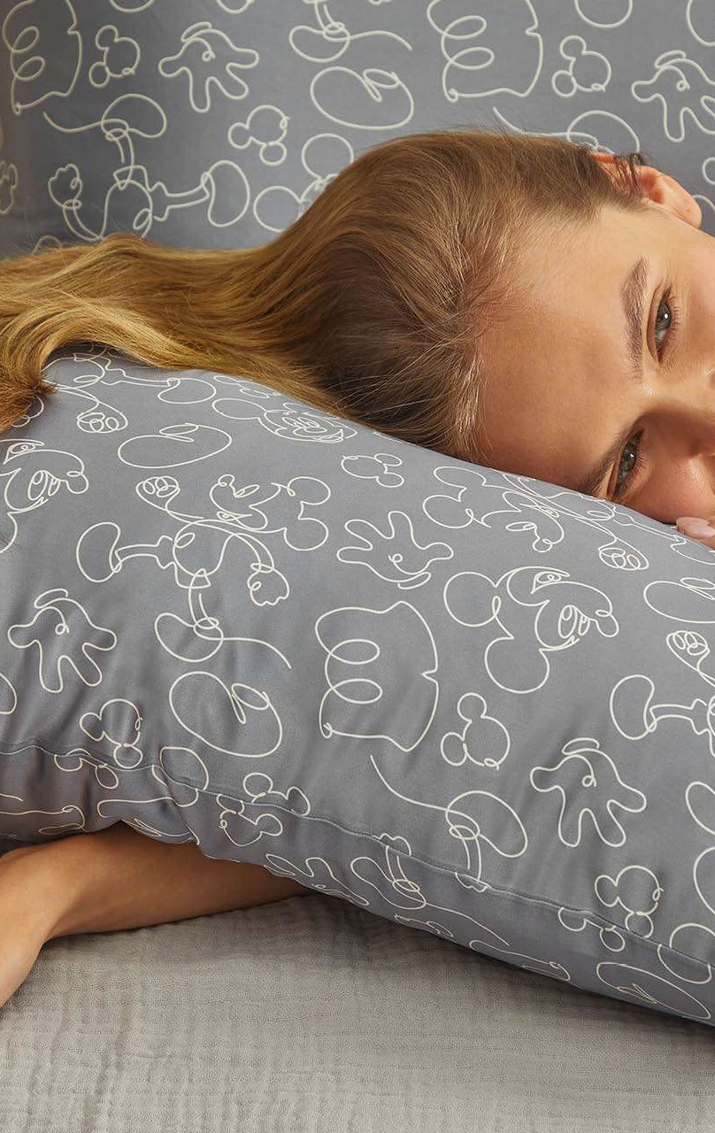 Kitsch & Mickey and Minnie Satin Pillowcase Standard Mickey Magic - Charcoal Pillow by Kitsch as seen on celebrities