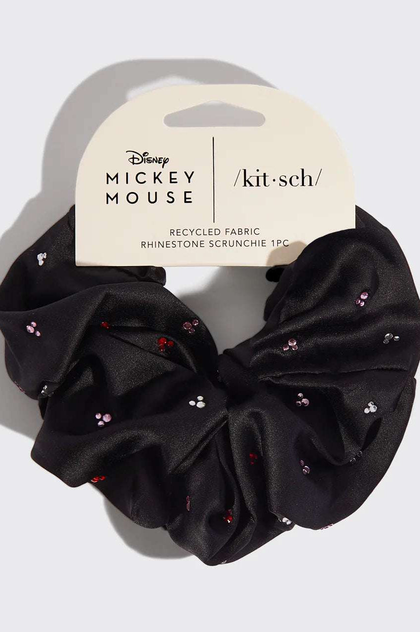 Kitsch & Mickey and Minnie Recycled Black Fabric Rhinestone Scrunchie Hair Band by Kitsch as seen on celebrities