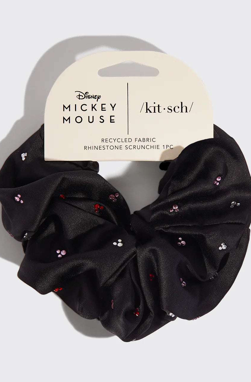 Kitsch & Mickey and Minnie Recycled Black Fabric Rhinestone Scrunchie Hair Band by Kitsch as seen on celebrities