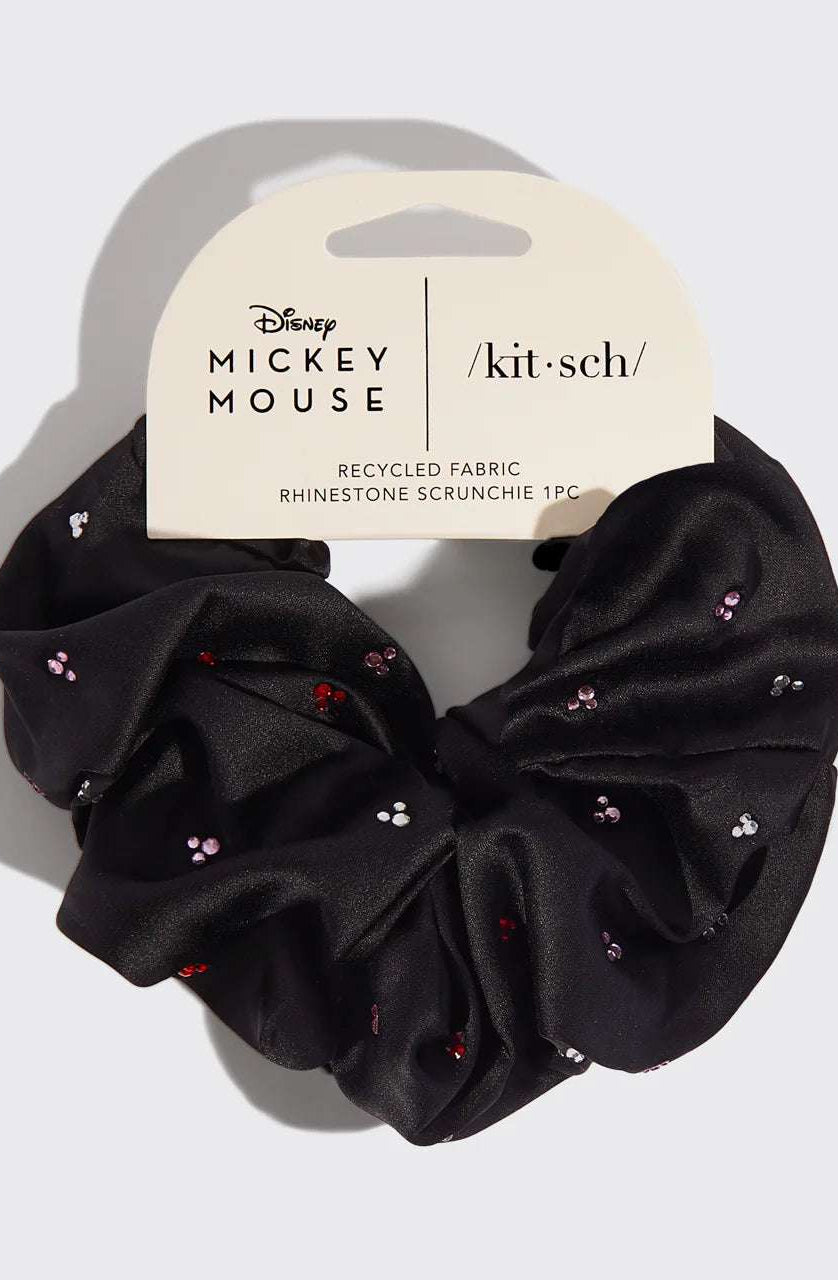 Kitsch & Mickey and Minnie Recycled Black Fabric Rhinestone Scrunchie Hair Band by Kitsch as seen on celebrities