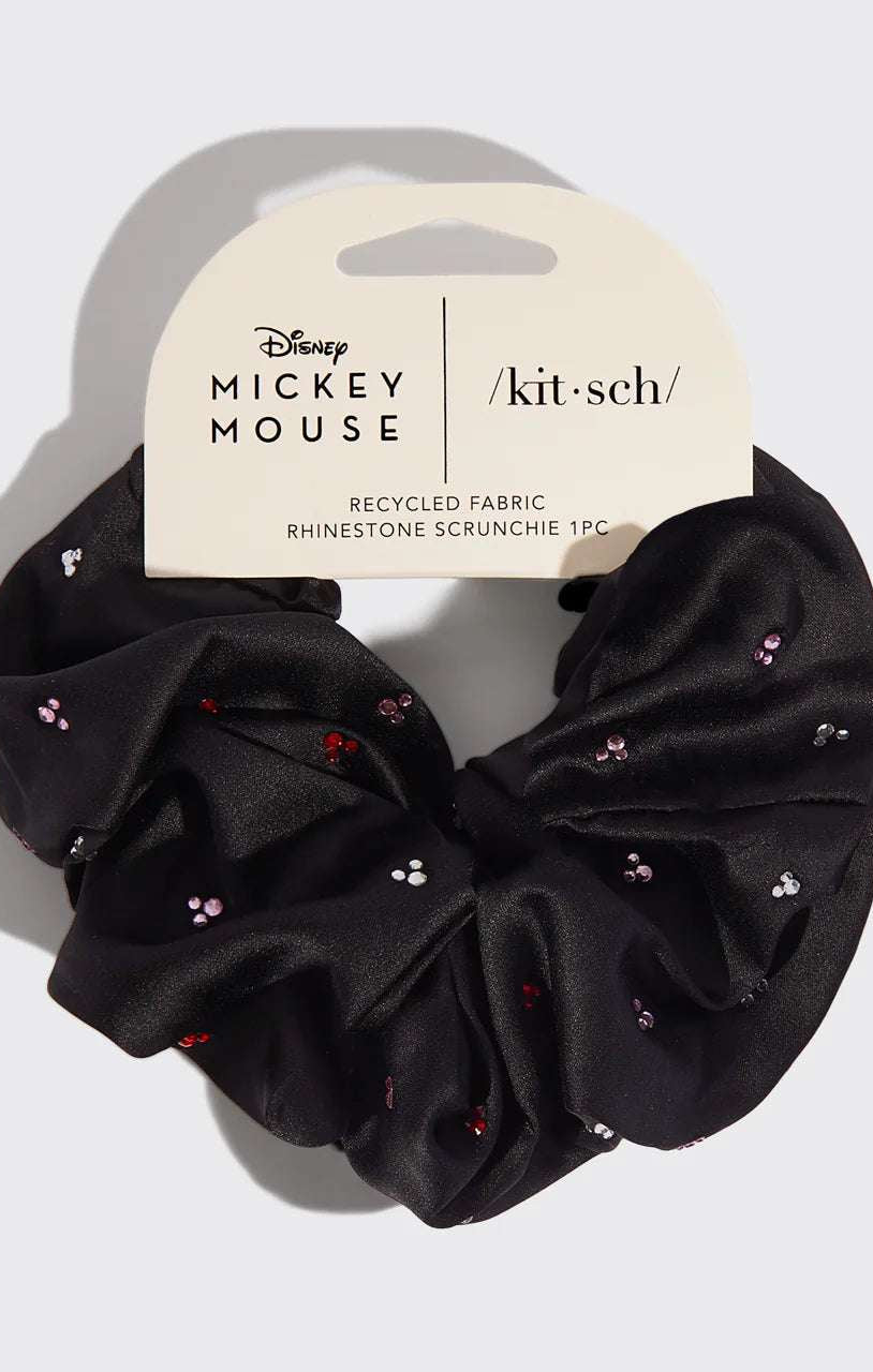 Kitsch & Mickey and Minnie Recycled Black Fabric Rhinestone Scrunchie Hair Band by Kitsch as seen on celebrities